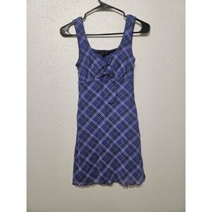 Forever 21 Women's Lace-Up Plaid Mini Tank Purple Dress Size XS